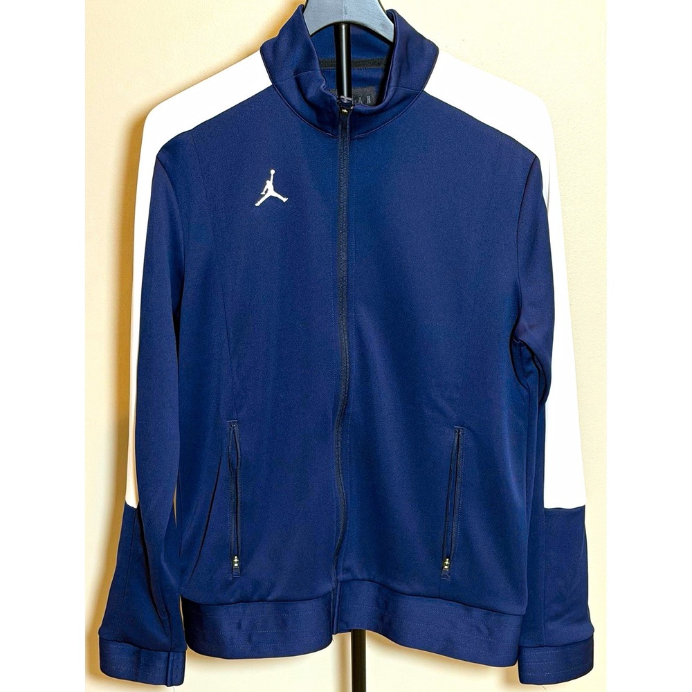 Jordan Men's Full-Zip Track Jacket Blue/White Colorblock Pockets Size M Perfect